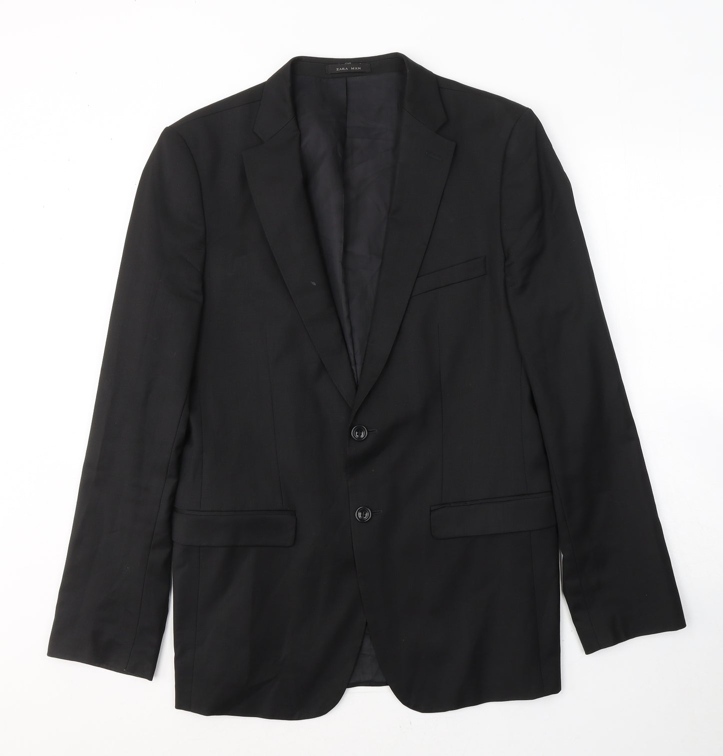 Zara Mens Black  Wool Jacket Suit Jacket Size 50