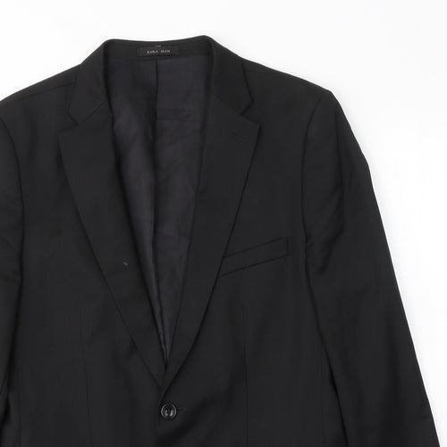 Zara Mens Black  Wool Jacket Suit Jacket Size 50