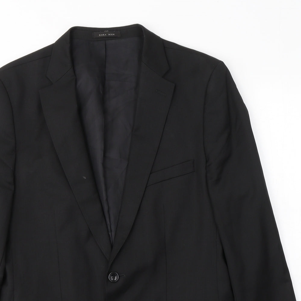 Zara Mens Black  Wool Jacket Suit Jacket Size 50