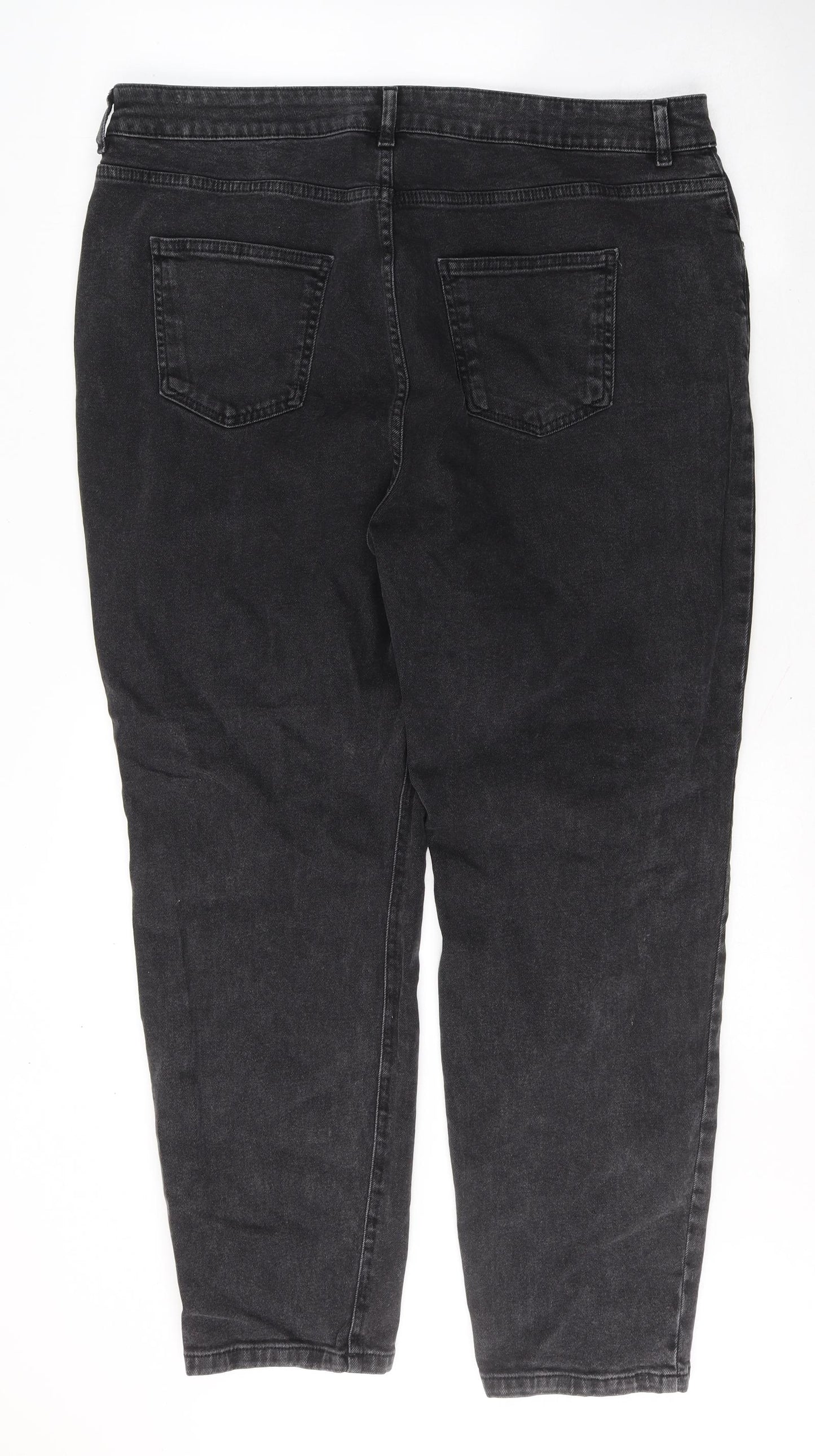 TU Womens Black Floral Cotton Mom Jeans Size 18 L28 in Regular Button