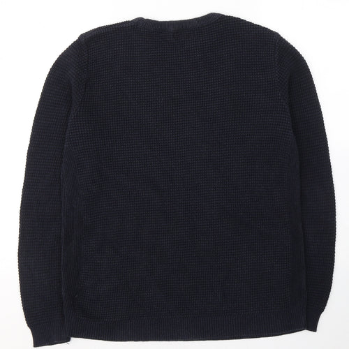 River Island Mens Blue Round Neck  Acrylic Pullover Jumper Size S