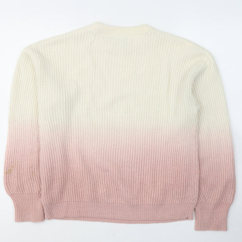 Jun&Ivy Womens White Round Neck  Acrylic Pullover Jumper Size M