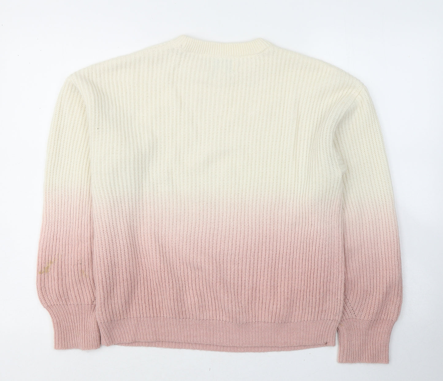 Jun&Ivy Womens White Round Neck  Acrylic Pullover Jumper Size M
