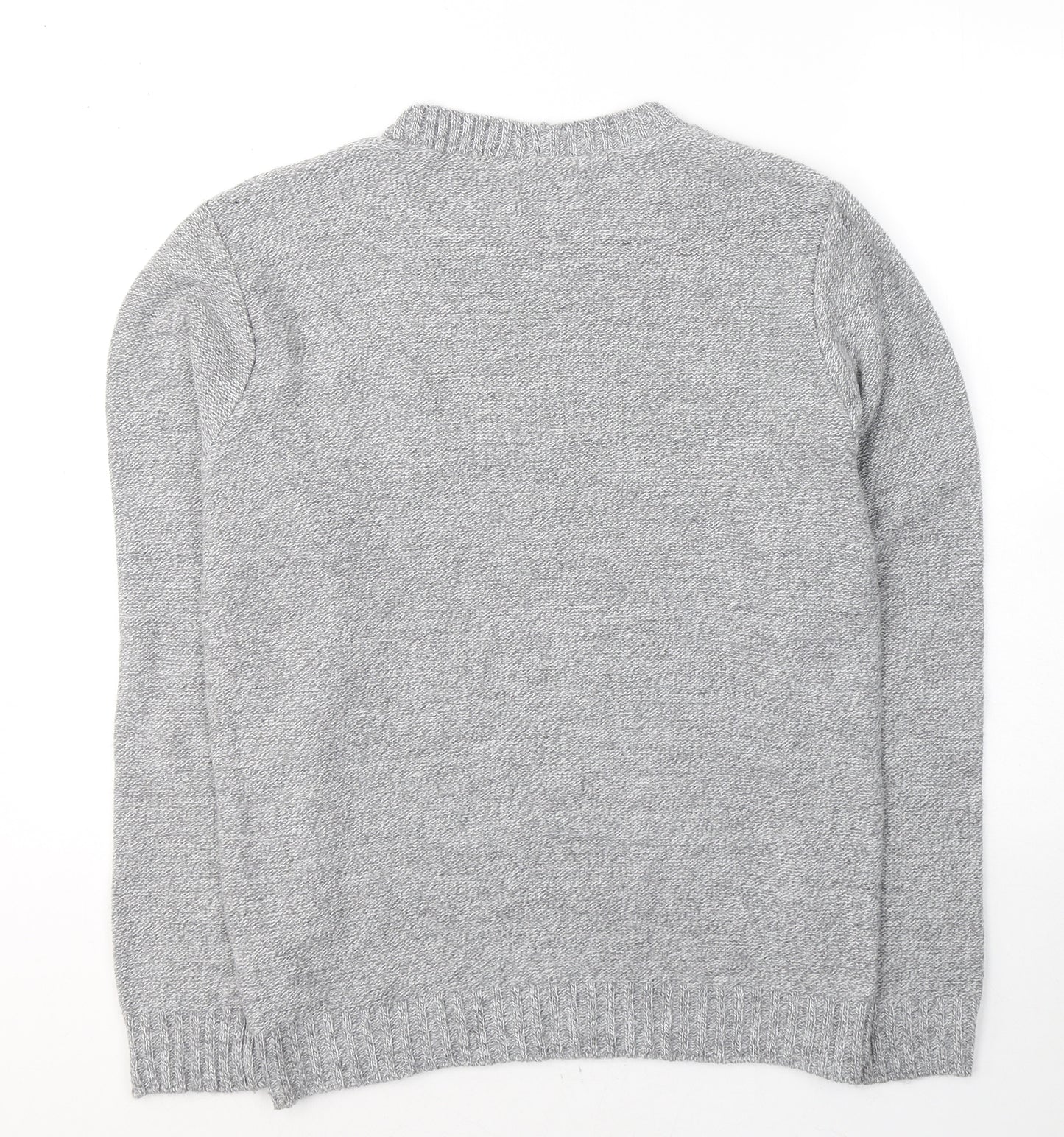 Boohoo Mens Grey Round Neck  Acrylic Pullover Jumper Size M