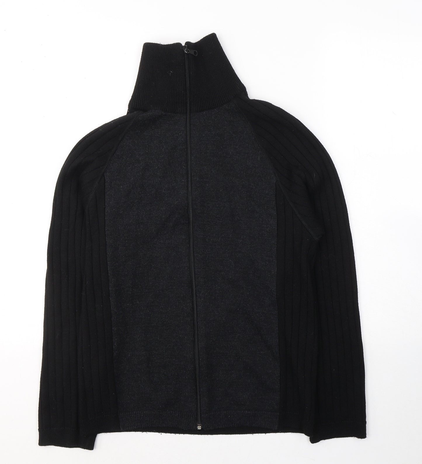 Zara Mens Black  Wool Full Zip Hoodie Size M
