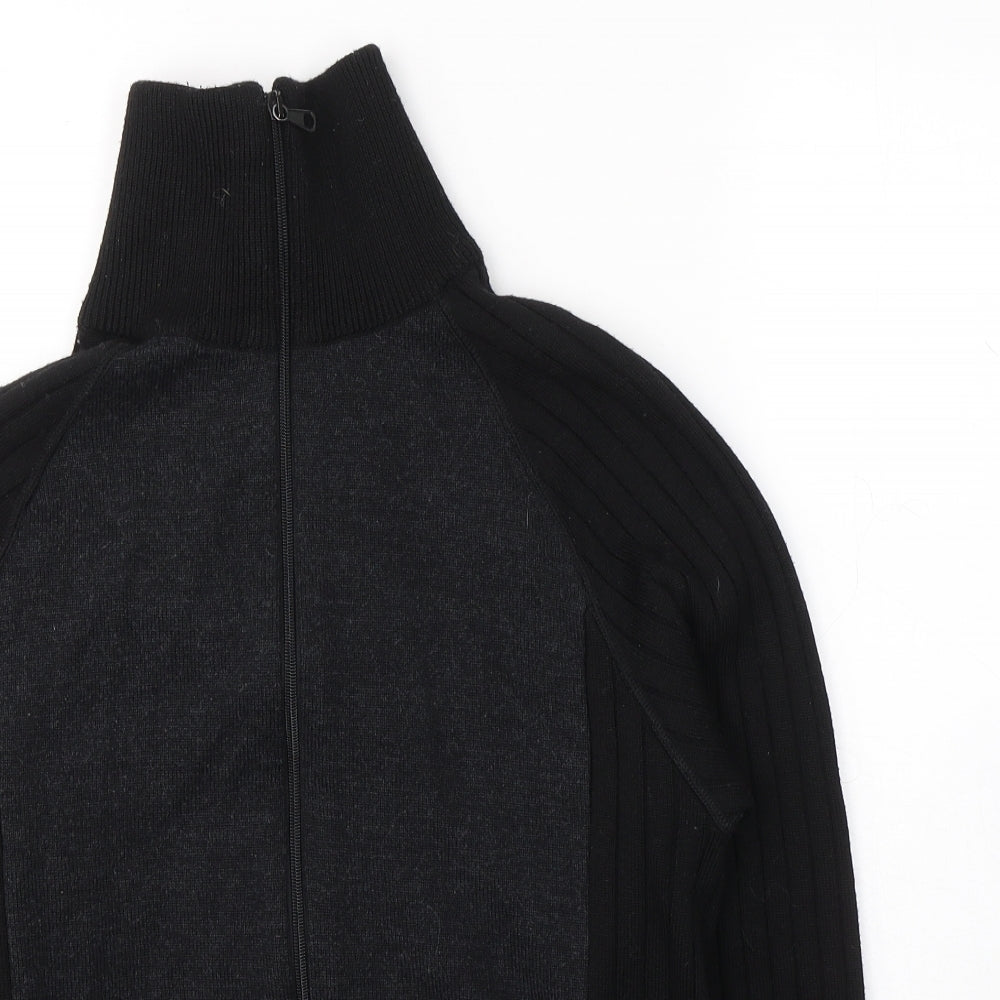 Zara Mens Black  Wool Full Zip Hoodie Size M