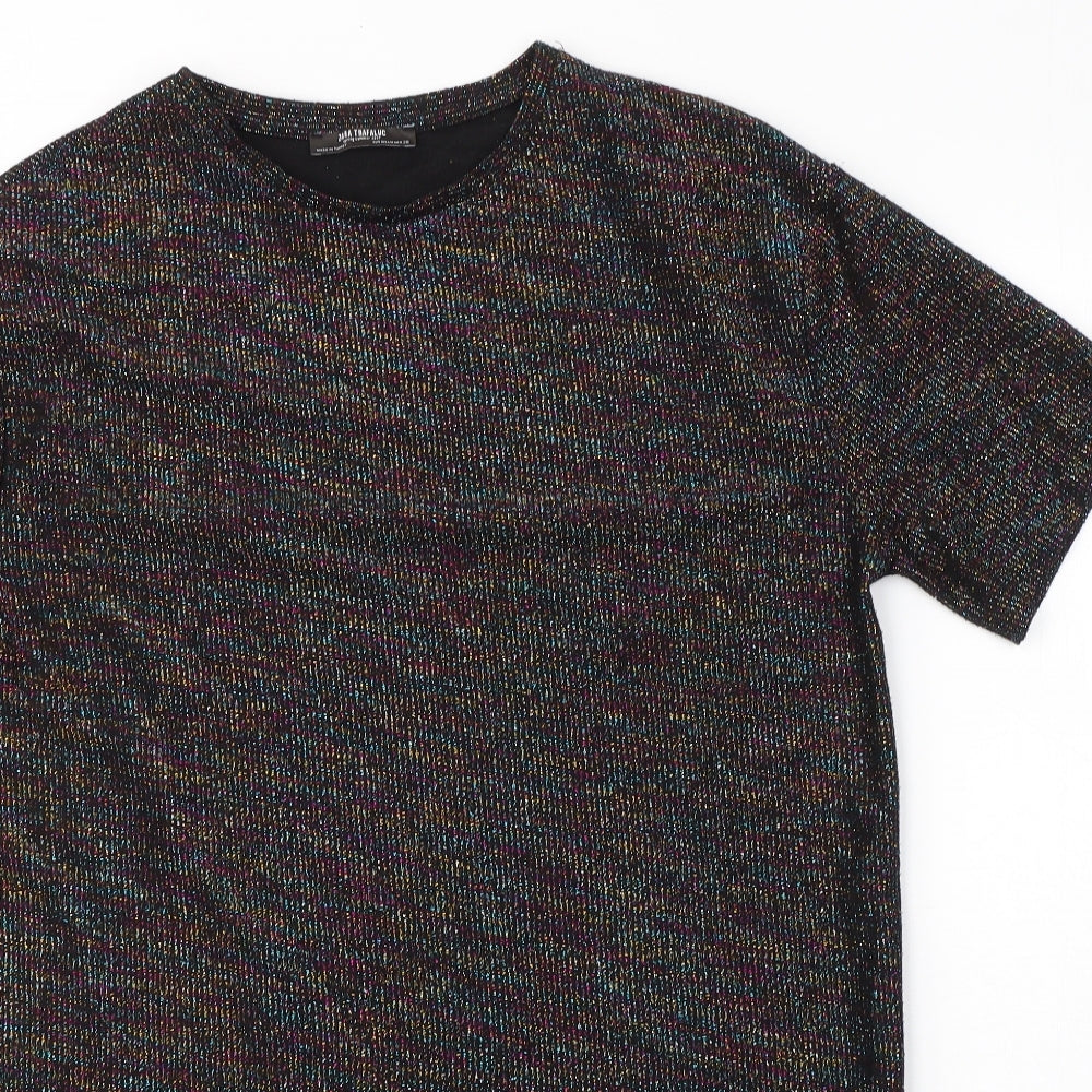 Zara Womens Black  Polyester Tunic T-Shirt Size M Round Neck