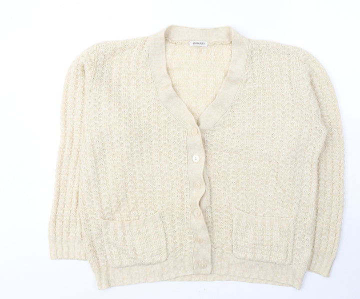 Damart Womens Ivory V-Neck Acrylic Cardigan Jumper Size 14