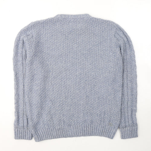 River Island Mens Blue Round Neck  Acrylic Pullover Jumper Size S