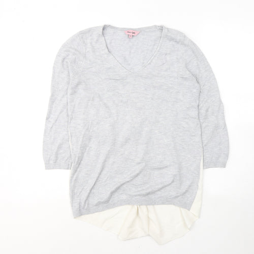 Phase Eight Womens Grey V-Neck  Viscose Pullover Jumper Size 12