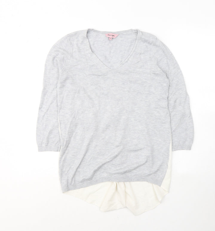 Phase Eight Womens Grey V-Neck Viscose Pullover Jumper Size 12