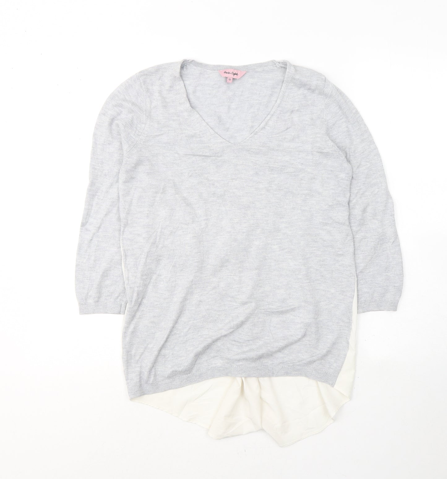 Phase Eight Womens Grey V-Neck  Viscose Pullover Jumper Size 12