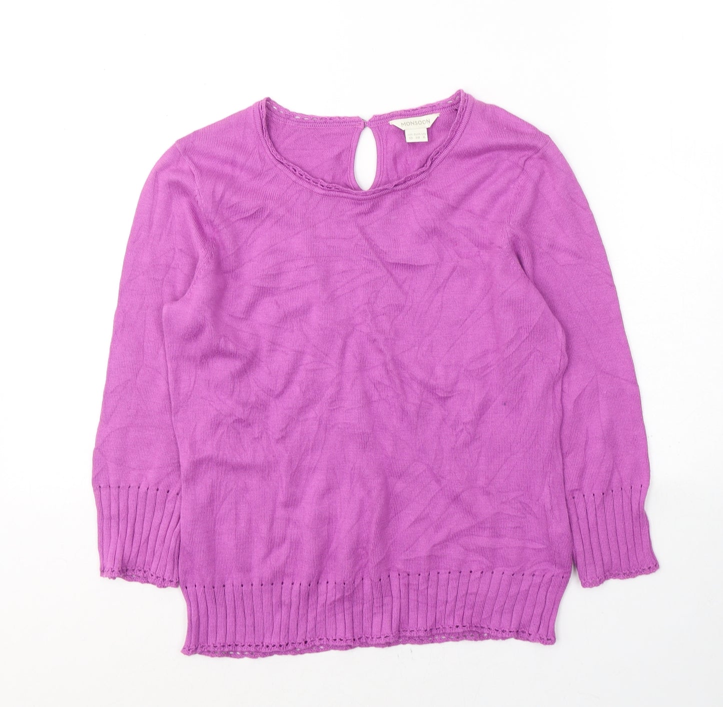 Monsoon Womens Pink Round Neck  Acrylic Pullover Jumper Size 10
