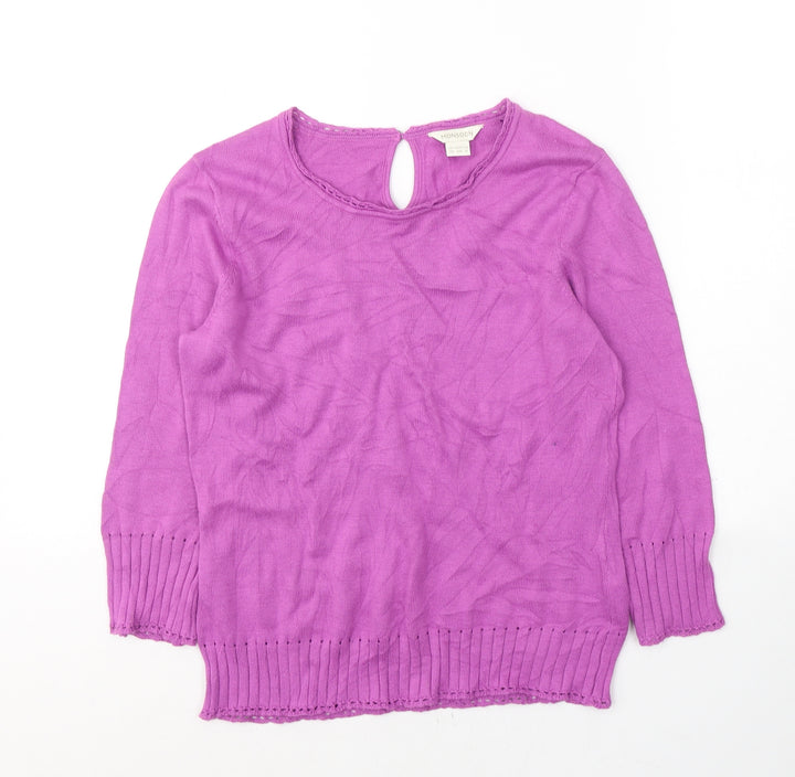 Monsoon Womens Pink Round Neck  Acrylic Pullover Jumper Size 10