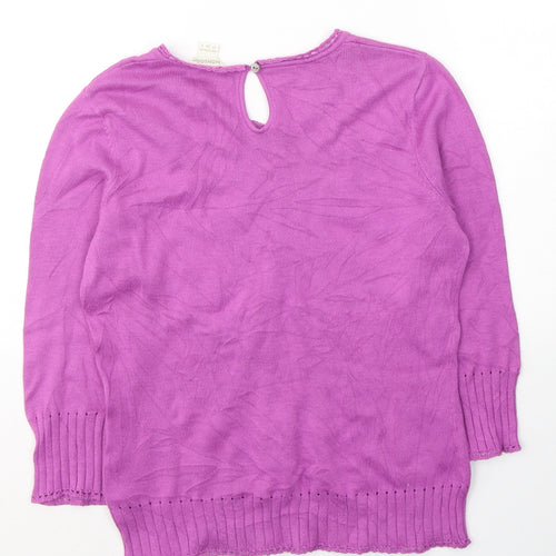 Monsoon Womens Pink Round Neck  Acrylic Pullover Jumper Size 10