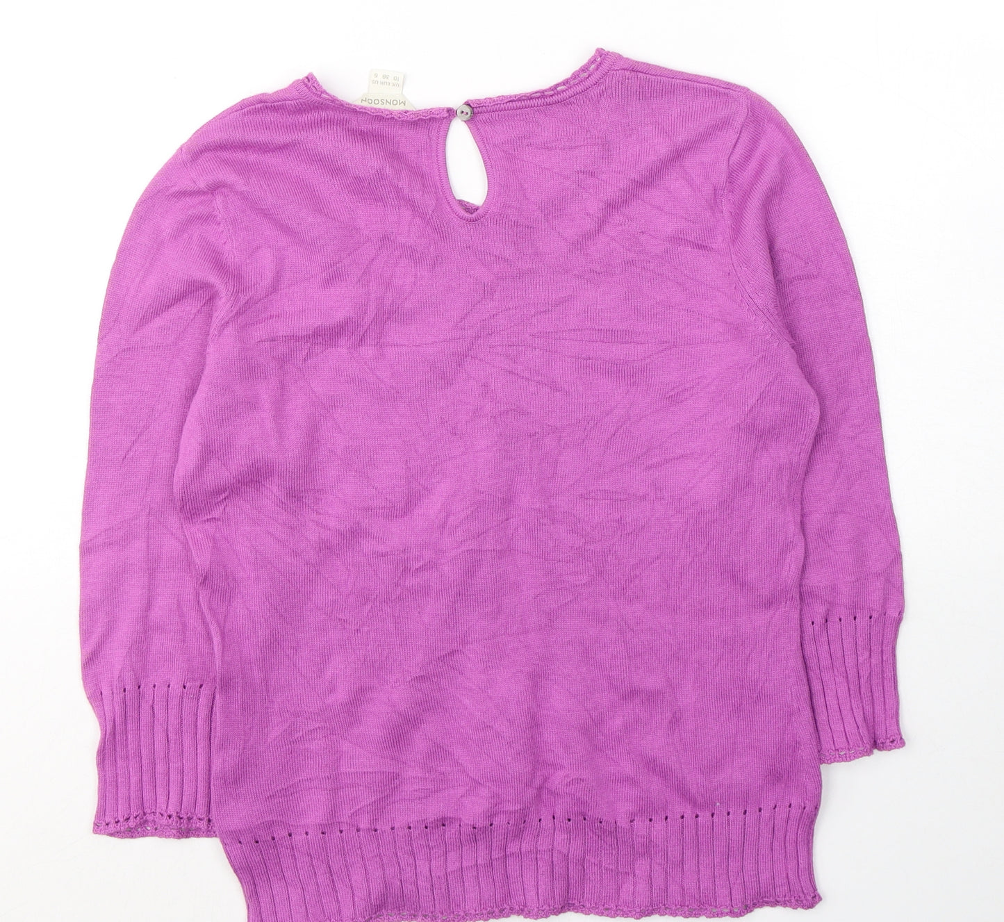Monsoon Womens Pink Round Neck  Acrylic Pullover Jumper Size 10