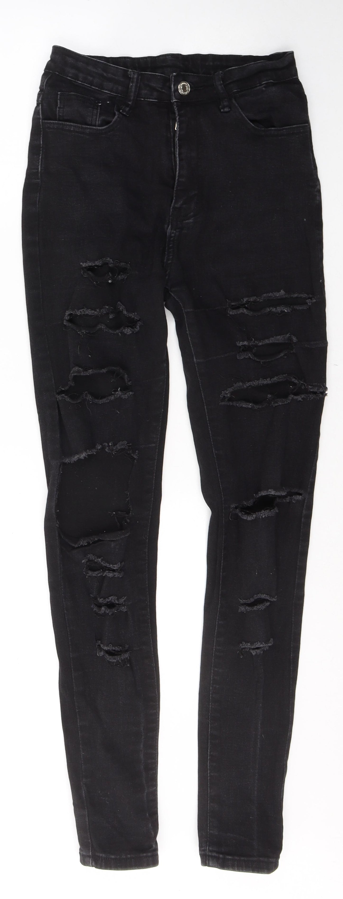 SheIn Womens Black  Cotton Skinny Jeans Size XS L28 in Regular Button