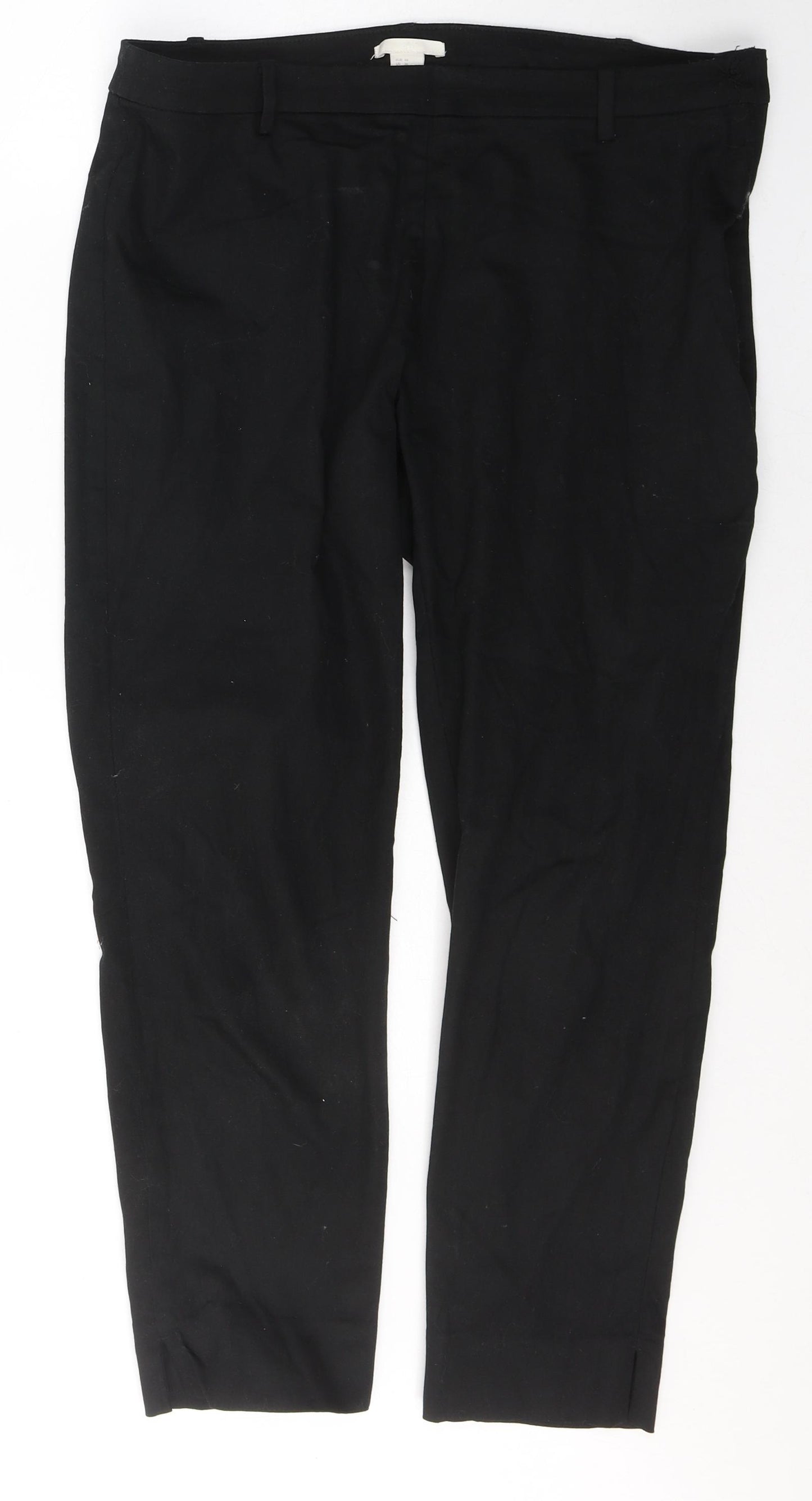H&M Womens Black  Polyester Cropped Jeans Size 14 L26 in Regular Zip