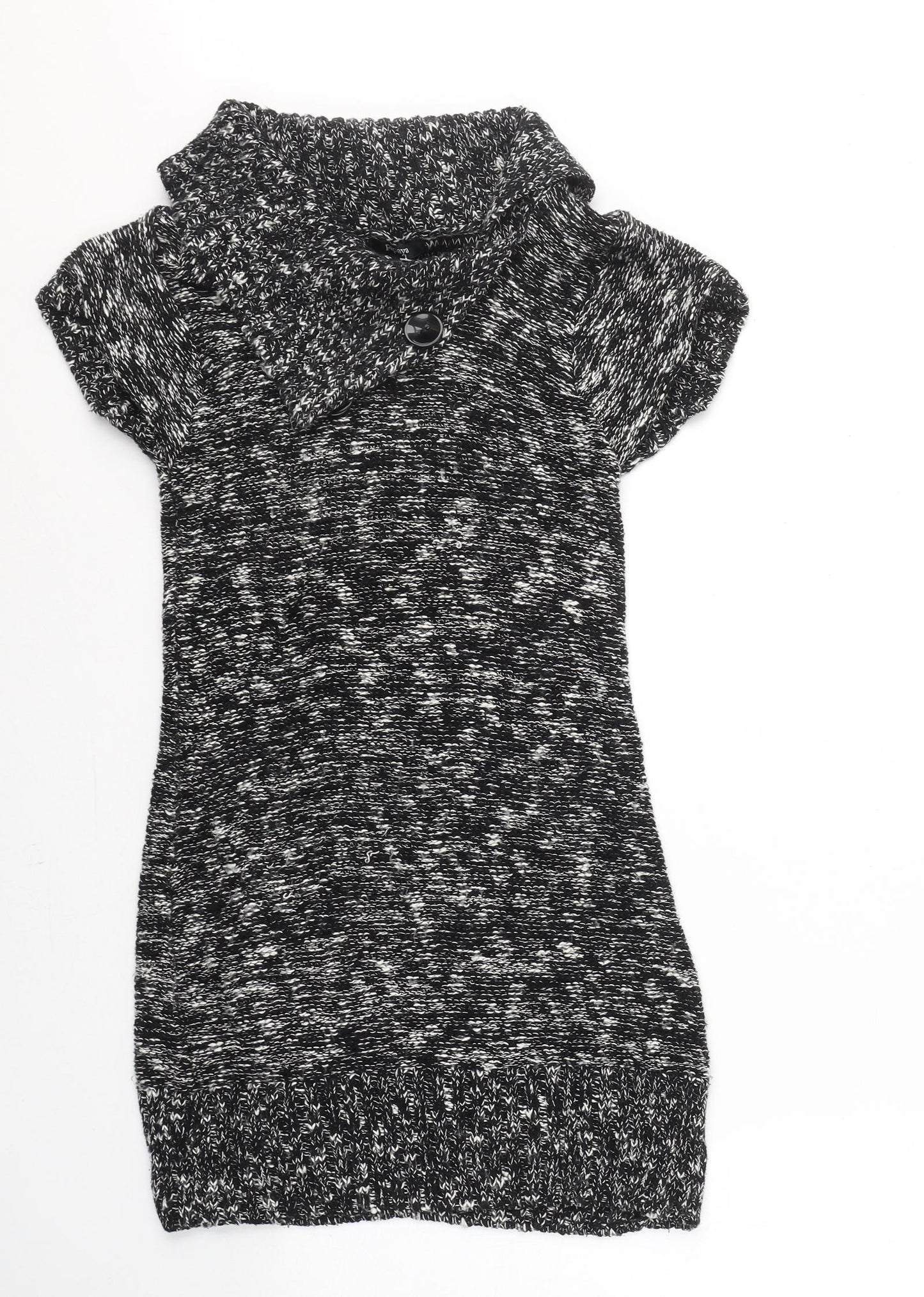 Papaya Womens Black Roll Neck  Cotton Tunic Jumper Size 12