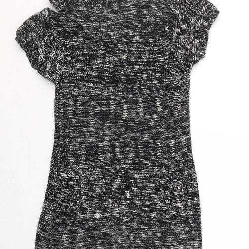 Papaya Womens Black Roll Neck  Cotton Tunic Jumper Size 12