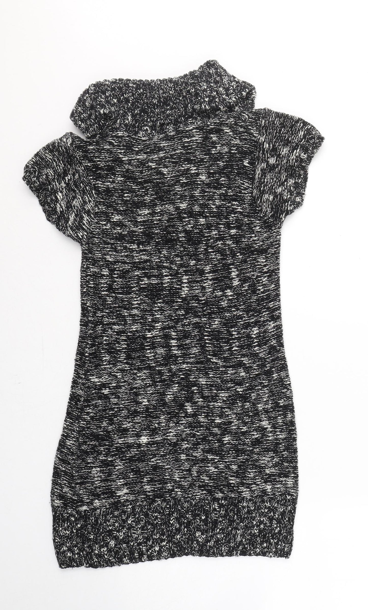 Papaya Womens Black Roll Neck  Cotton Tunic Jumper Size 12