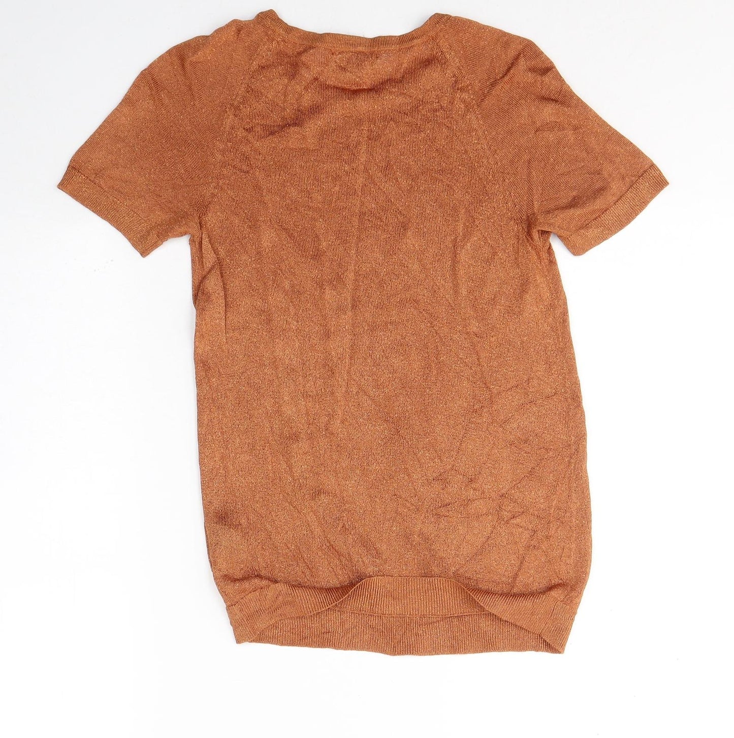 H&M Womens Brown  Viscose Basic T-Shirt Size S Round Neck