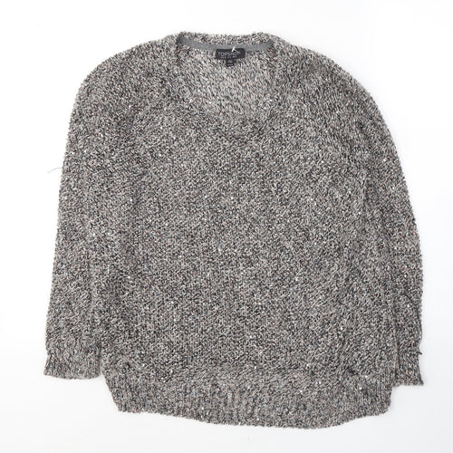 Topshop Womens Grey Round Neck  Acrylic Pullover Jumper Size 8