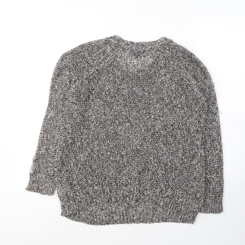Topshop Womens Grey Round Neck  Acrylic Pullover Jumper Size 8