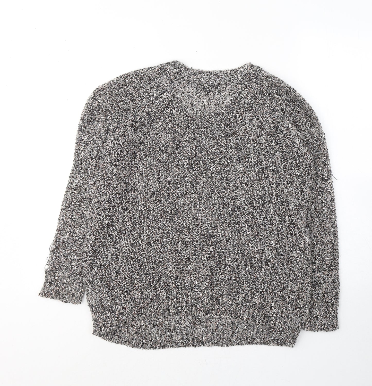 Topshop Womens Grey Round Neck  Acrylic Pullover Jumper Size 8