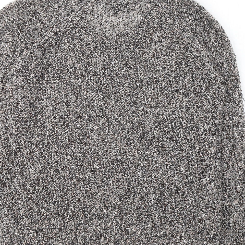 Topshop Womens Grey Round Neck  Acrylic Pullover Jumper Size 8
