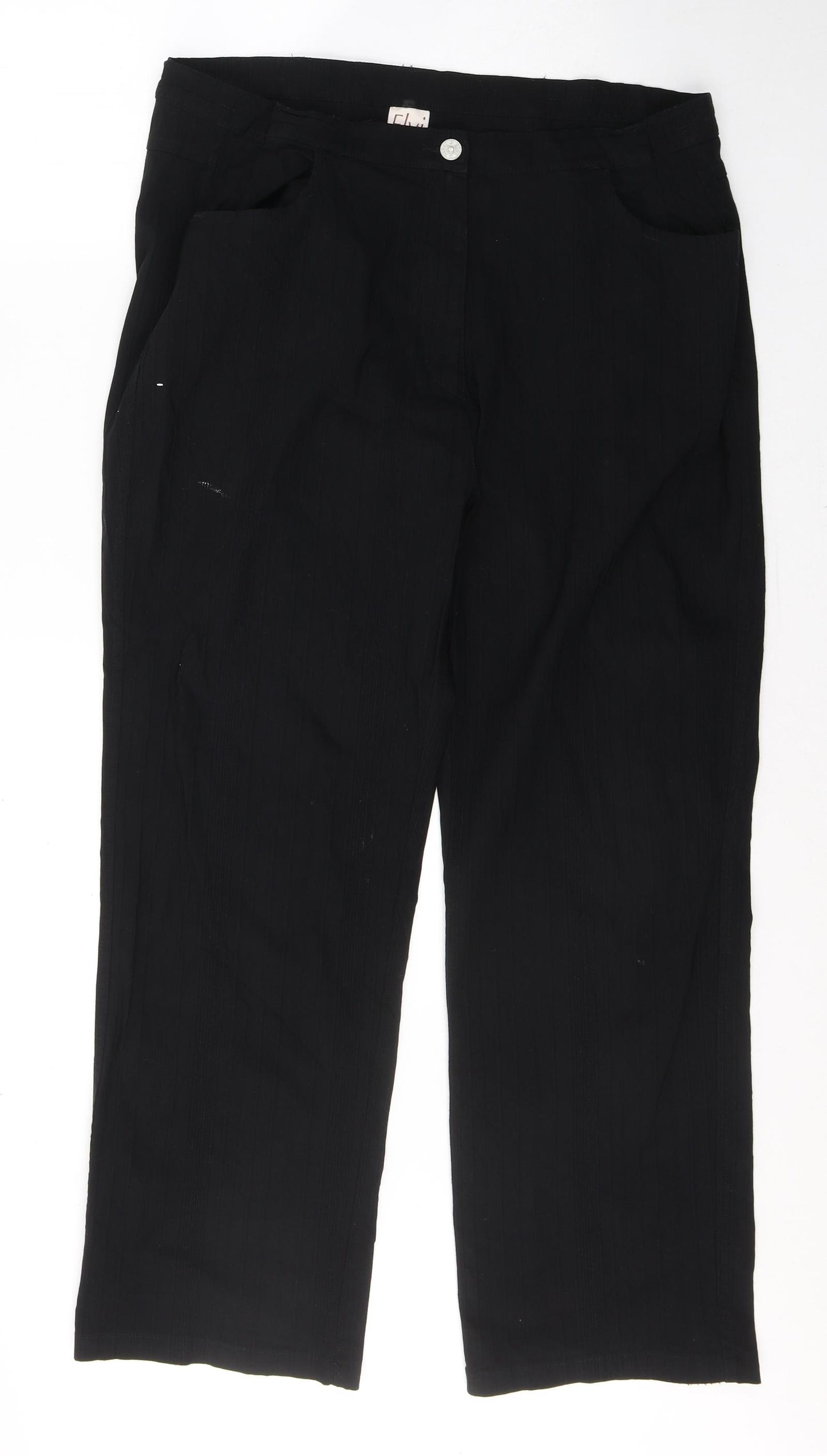 ELVI Womens Black  Viscose Straight Jeans Size 22 L28 in Regular Button