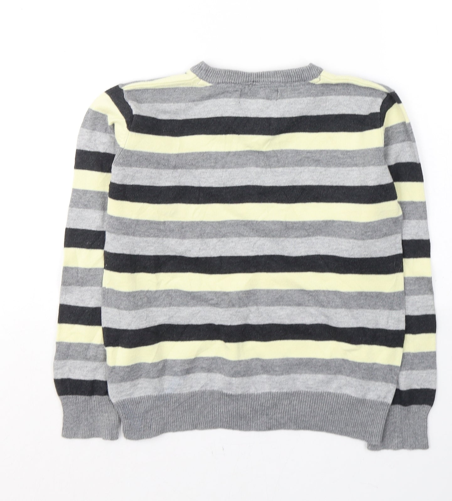 Rebel Boys Grey V-Neck Striped Cotton Pullover Jumper Size 7-8 Years  Pullover