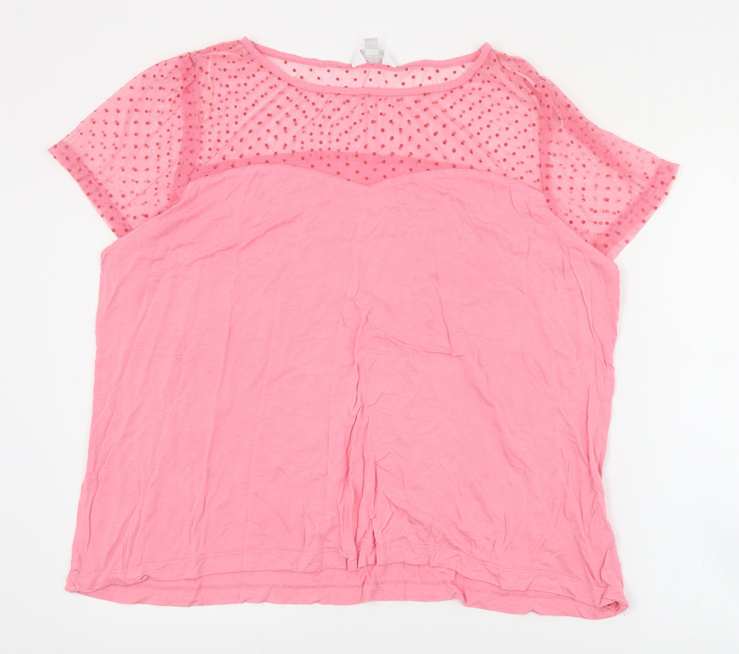 Being Casual Womens Pink  Viscose Basic T-Shirt Size 22 Round Neck