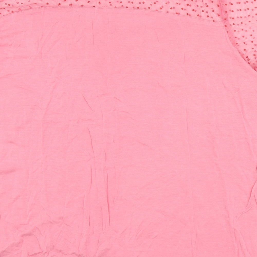 Being Casual Womens Pink  Viscose Basic T-Shirt Size 22 Round Neck