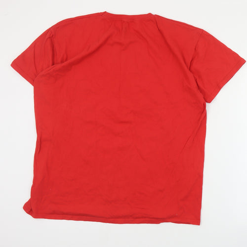 Preworn Mens Red  Cotton  T-Shirt Size 2XL Crew Neck  - Christmas