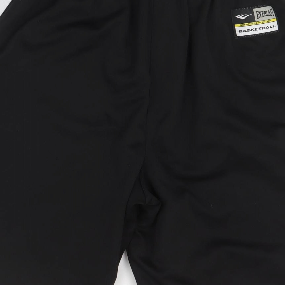 Everlast Mens Black  Polyester Sweat Shorts Size XL L11 in Regular Drawstring