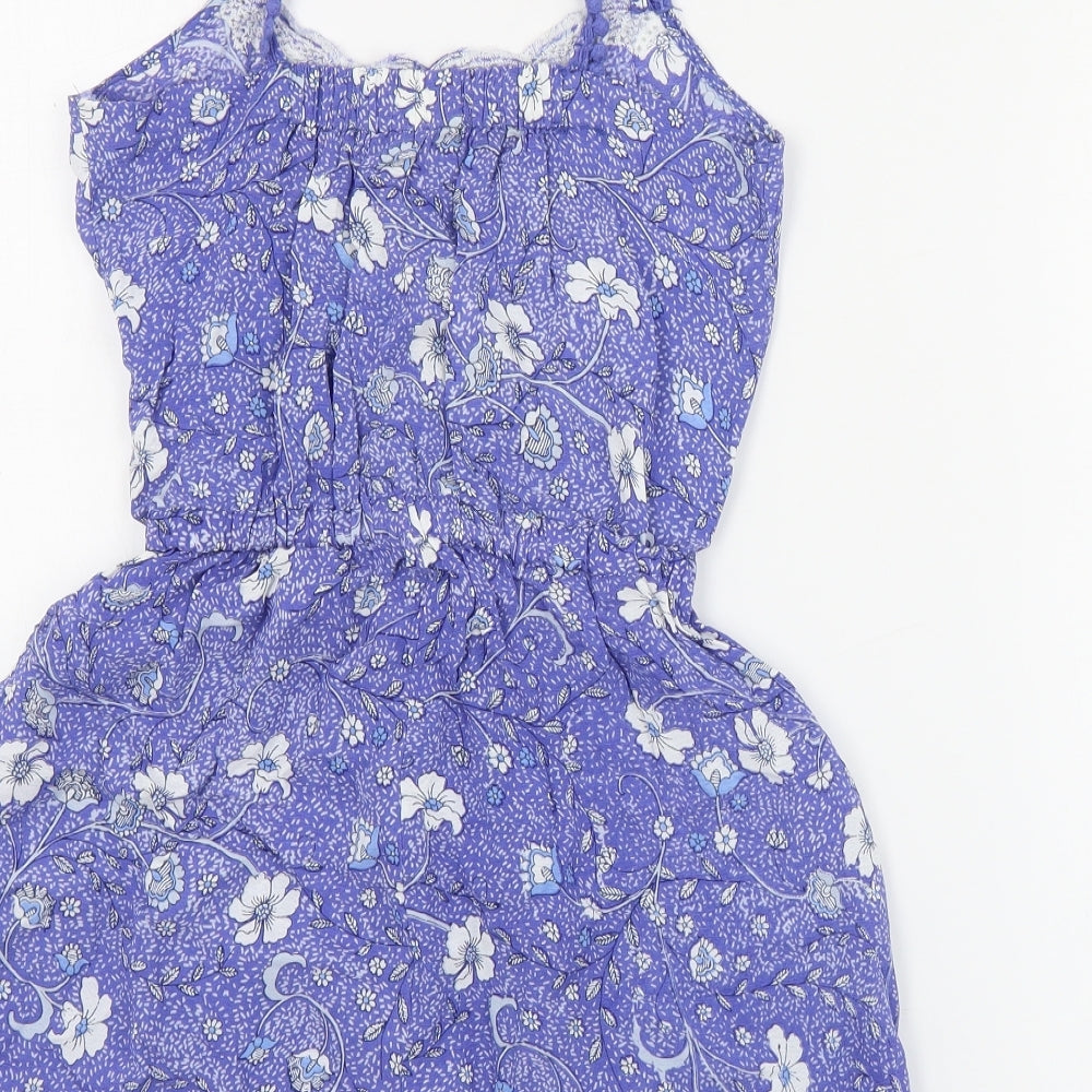 River Island Womens Blue Floral Viscose Playsuit One-Piece Size 6  Pullover