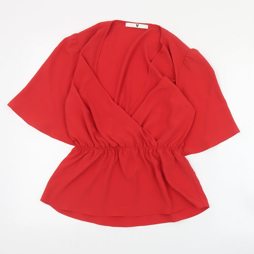 Very Womens Red  Polyester Basic Blouse Size 10 V-Neck