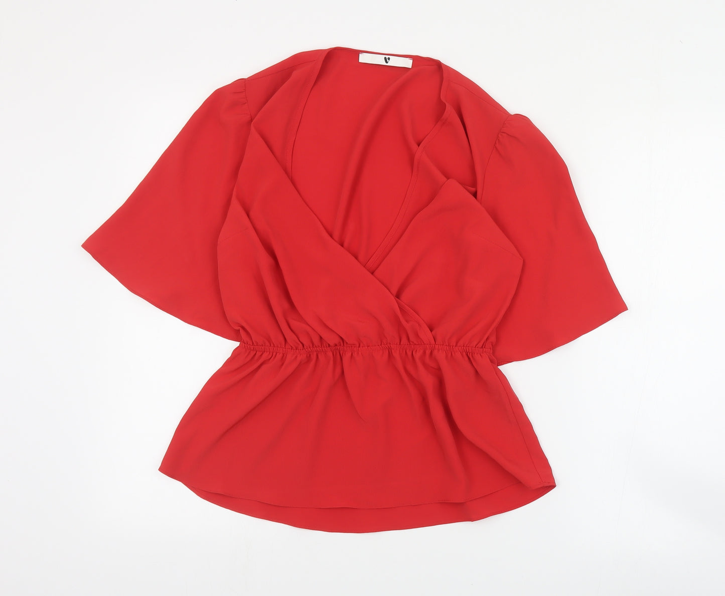 Very Womens Red  Polyester Basic Blouse Size 10 V-Neck