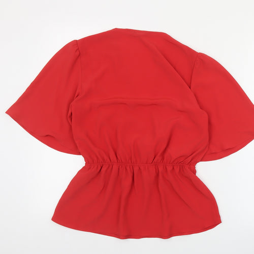 Very Womens Red  Polyester Basic Blouse Size 10 V-Neck