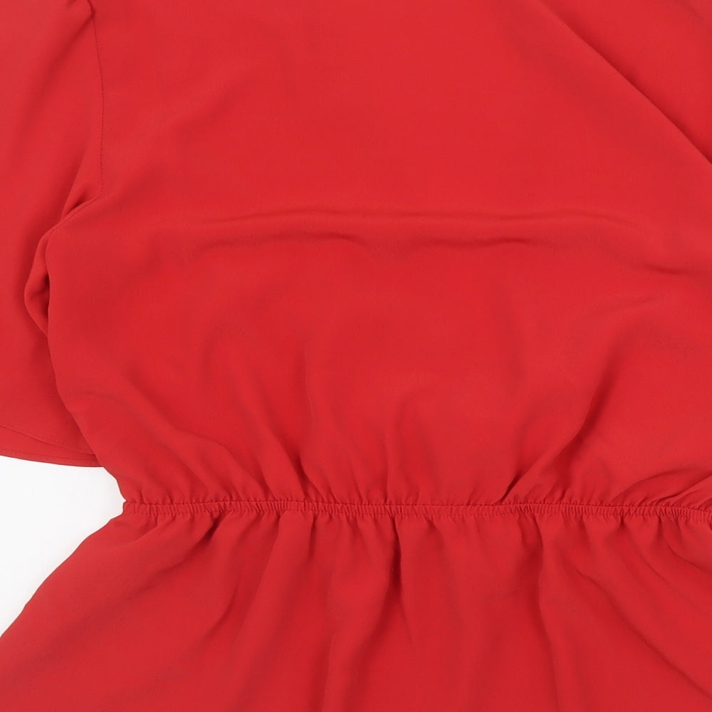 Very Womens Red  Polyester Basic Blouse Size 10 V-Neck