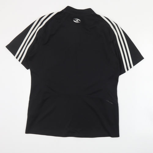 adidas Mens Black  Polyester  T-Shirt Size S V-Neck