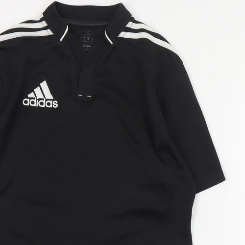 adidas Mens Black  Polyester  T-Shirt Size S V-Neck