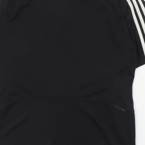 adidas Mens Black  Polyester  T-Shirt Size S V-Neck