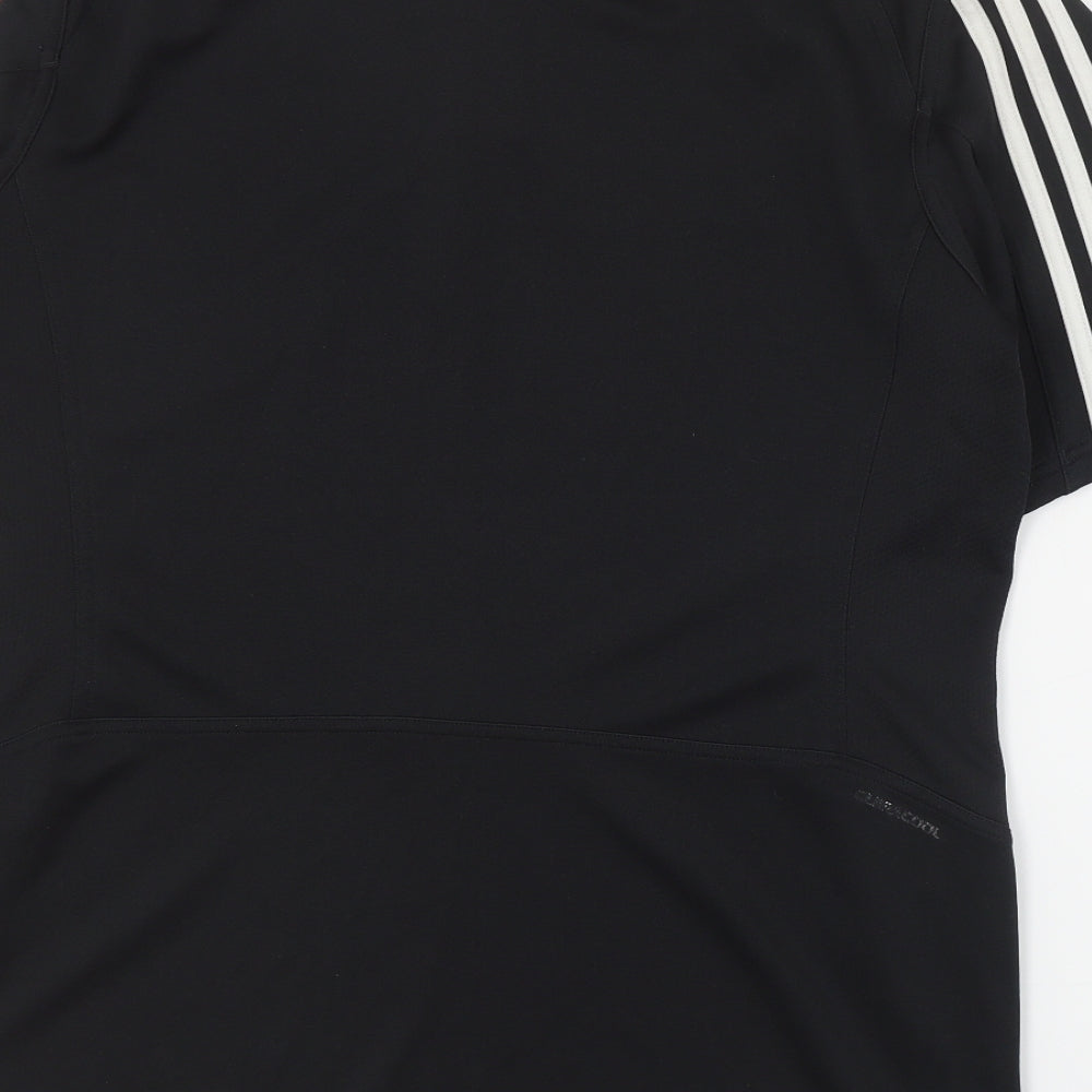 adidas Mens Black  Polyester  T-Shirt Size S V-Neck