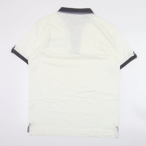 Lambretta Mens Ivory  Cotton  Polo Size XL Collared Button