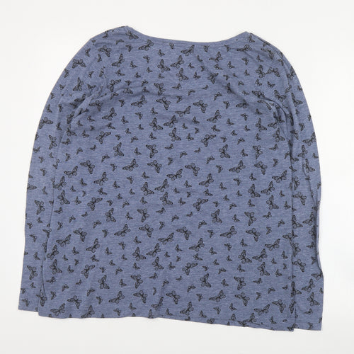 Primark Womens Blue Geometric Polyester Basic T-Shirt Size 20 Crew Neck - Butterfly