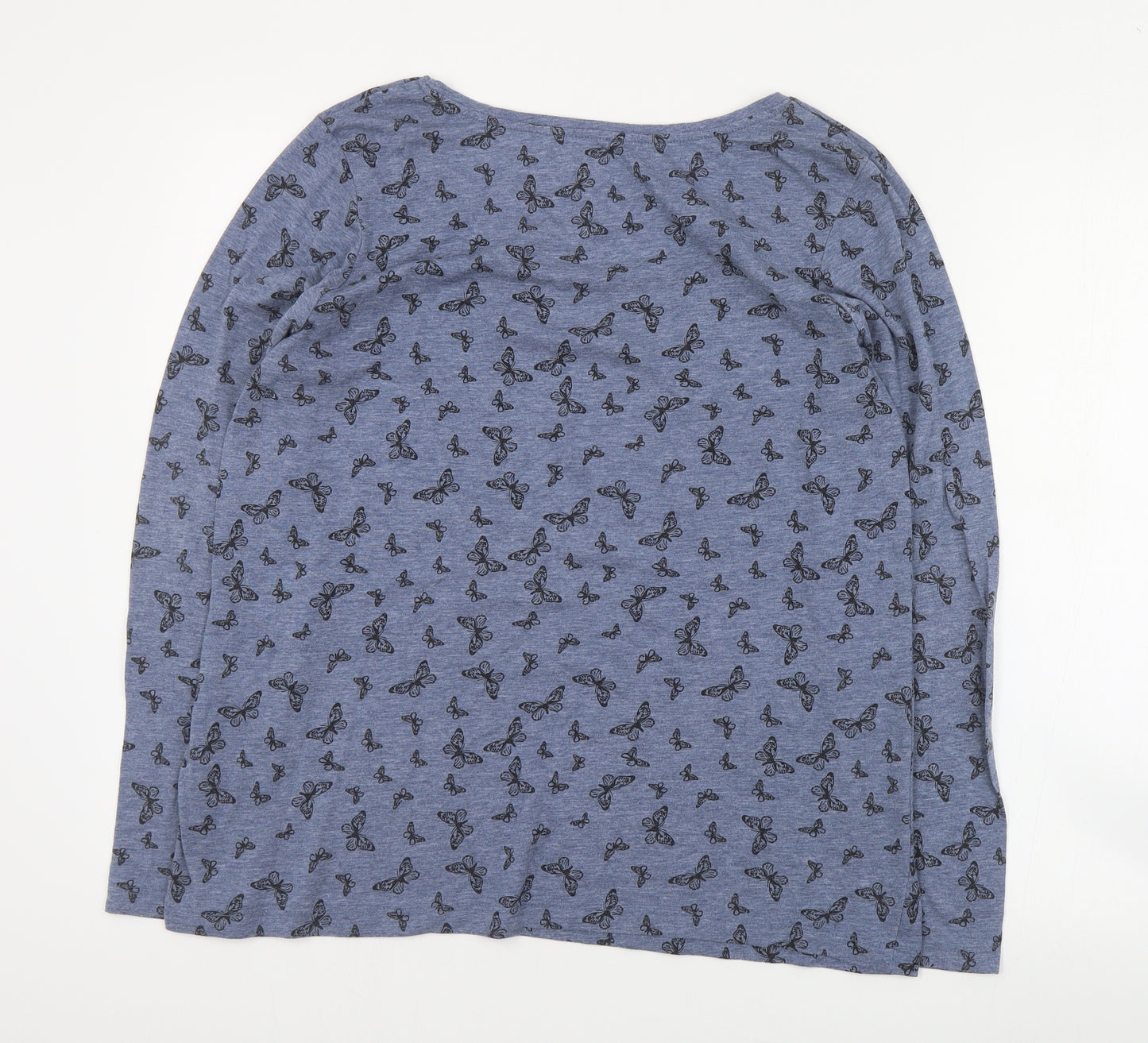 Primark Womens Blue Geometric Polyester Basic T-Shirt Size 20 Crew Neck - Butterfly