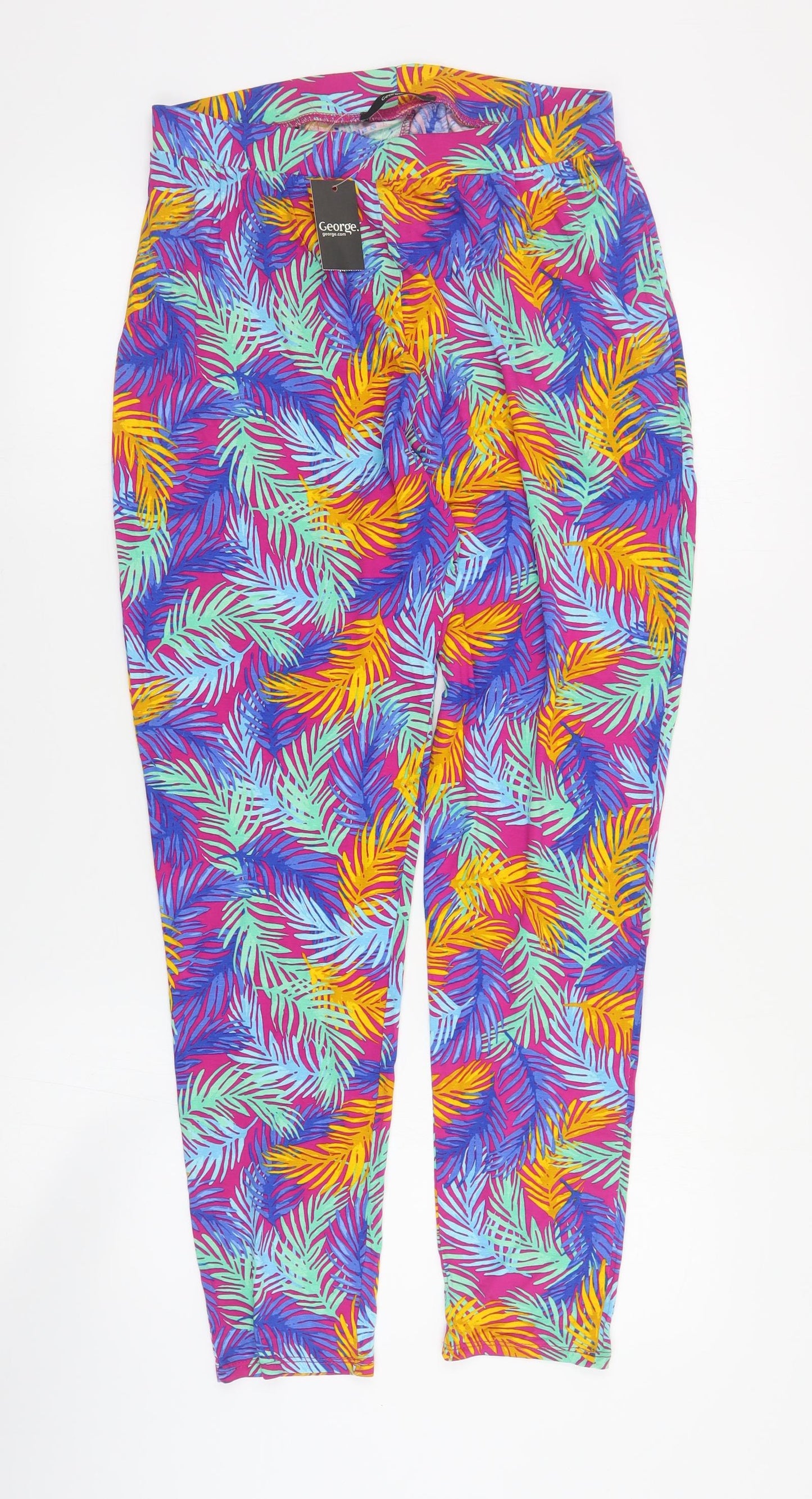 George Womens Multicoloured Geometric Viscose Carrot Trousers Size 10 L26 in Regular