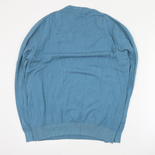 Dunnes Mens Blue Round Neck  Viscose Pullover Jumper Size L